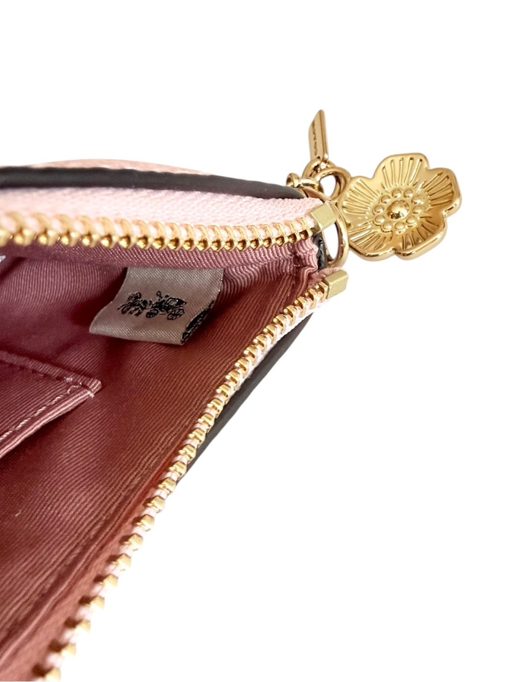 Coach Wristlet Pink Signature Canvas With Charms Corner Zip - Picture 7 of 11